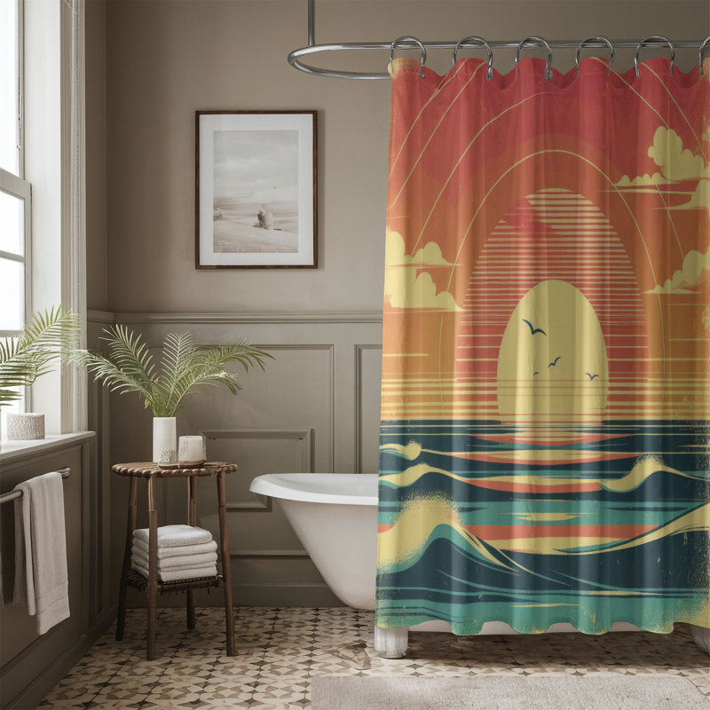Rideau de douche standard 1 pièce Retro Dusk, H 74 po x l 71 po