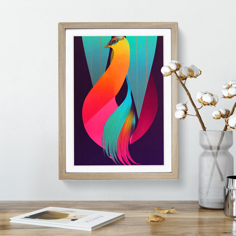 Abstract Bird No.5 - Wall Art, 64cm H x 46cm W x 2cm D, Oak Framed
