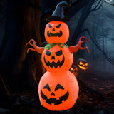 Inflatable Halloween Decoration Stacked Jack-O-Lantern Scarecrow, 7 ft