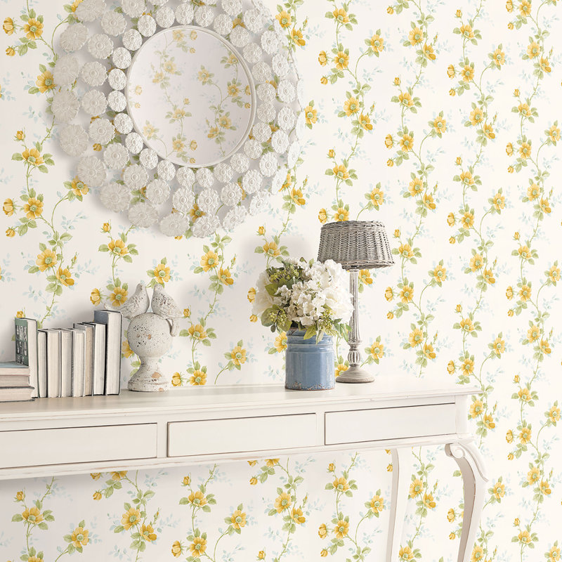 Kaydence 10m x 53cm Matte Wallpaper Roll, White/Yellow