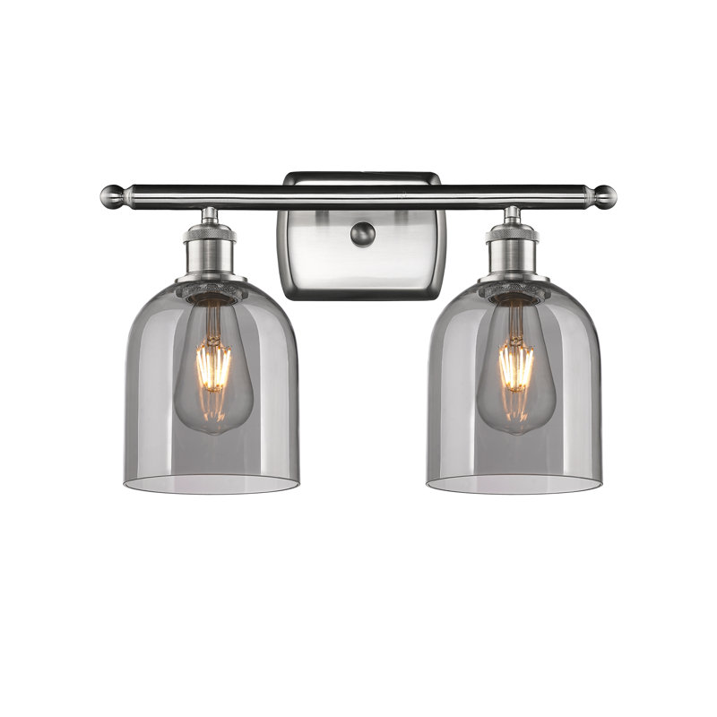 Éclairage pour meuble-lavabo à 2 lumières à intensité variable Allysson, Gris fumée clair, Nickel satiné brossé