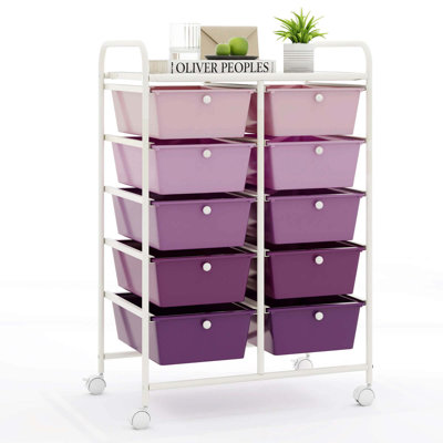 10-drawer Storage Cart Utility Rolling Trolley Kitchen Organizer