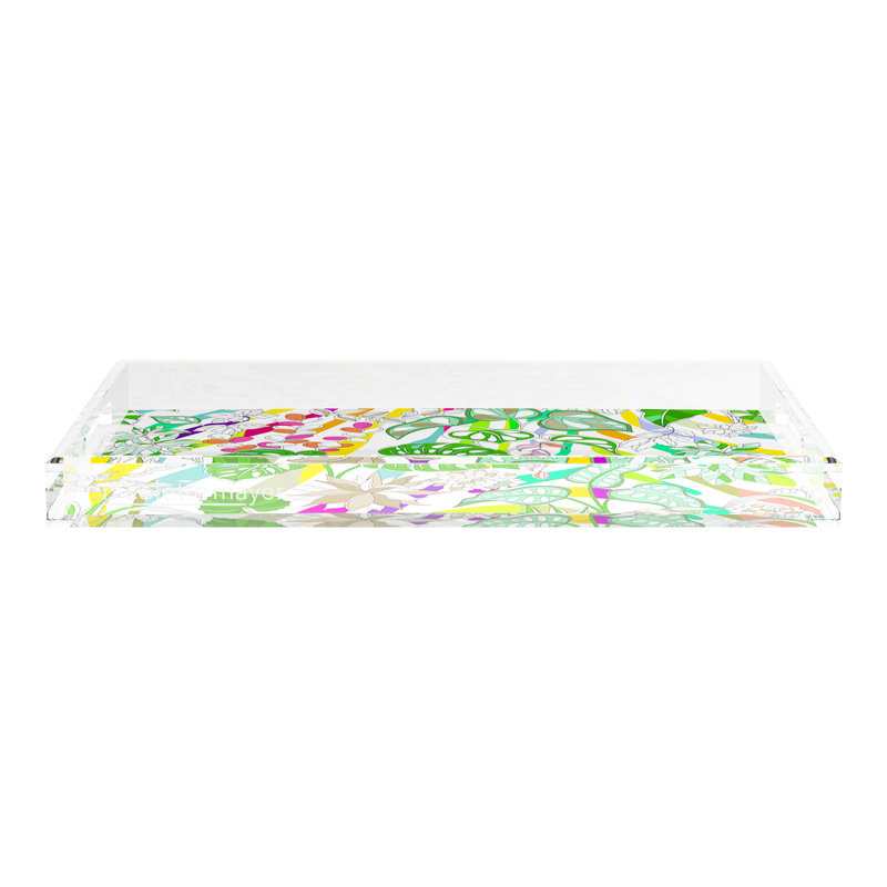 Sabi Jungle Natural Acrylic Rectangle Decorative Tray, 22.5"W x 14.5"D x 2"H