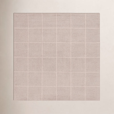 Beige Hand-Tufted Geometric Wool Rug