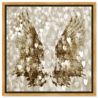 «My Gold Heart Wings, Angel Heart Wings», art graphique sur toile pour le salon