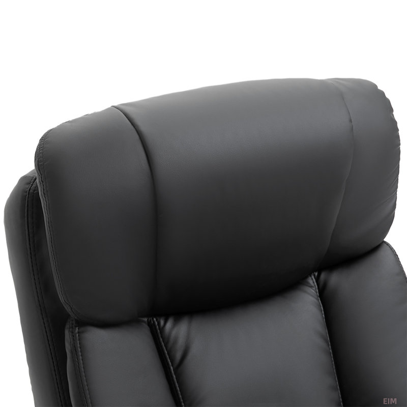 Fauteuil inclinable de massage en cuir polyuréthane avec repose-pieds 10 points, Noir