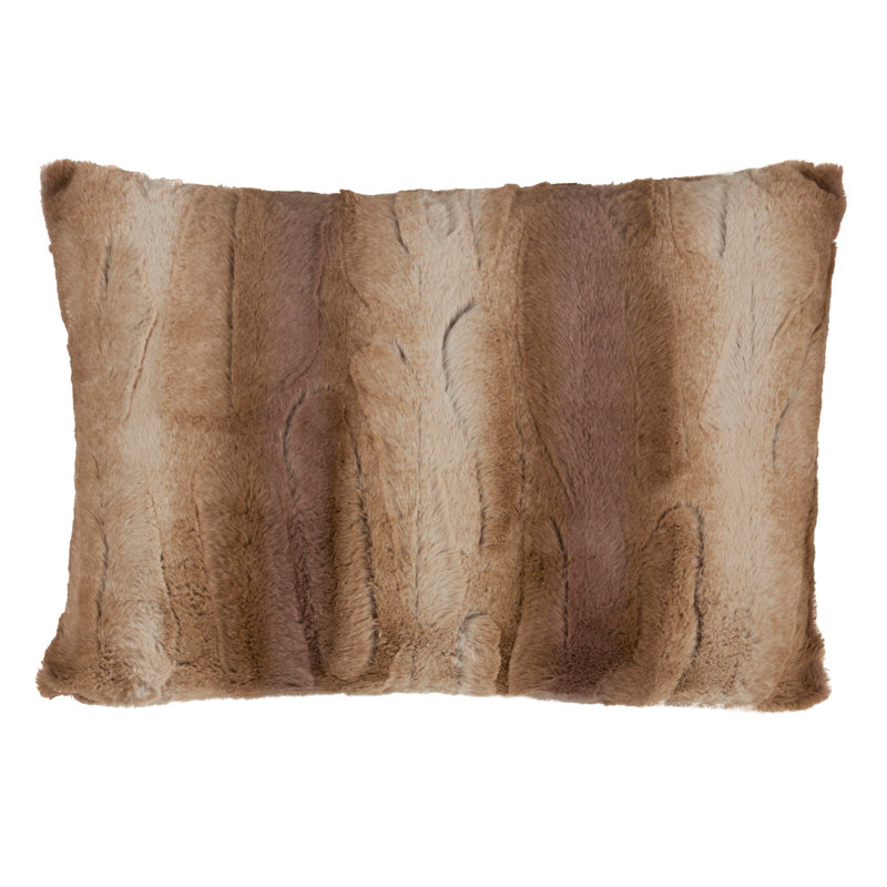 Natural Animal Print Faux Fur Square Throw Pillow 20"