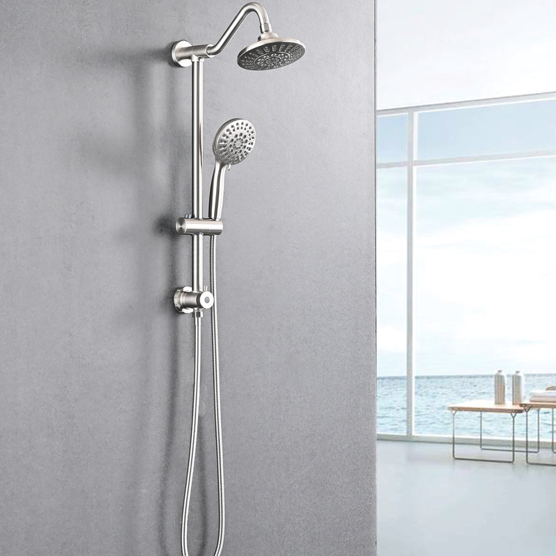 Brushed Nickel Shower With 6 Inch Rain Head And Handheld, Offering A Comfortable Experience Handheld In Nickel, Compatible Any Bathroom Decor