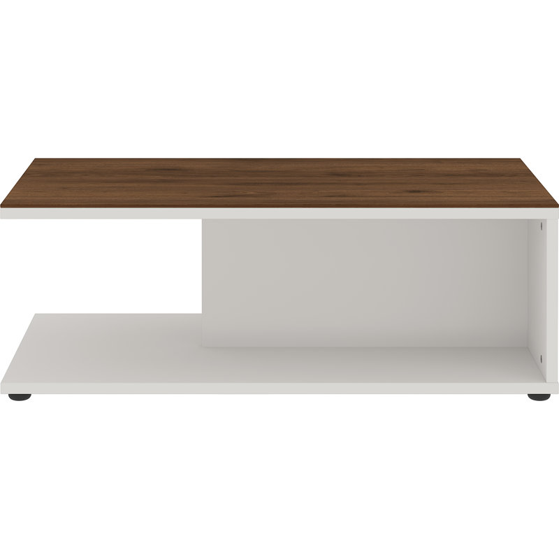 Derica Floor Shelf Coffee Table with Storage, White, Brown