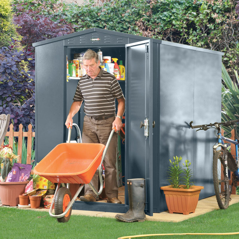 Flexistore 5 ft. W x 7 ft. D Apex Metal Shed, Ivory