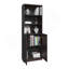 Bibliothèque Home 2 portes Cronos, 2 tablettes ouvertes et rangement dissimulé, noyer teint-403068251