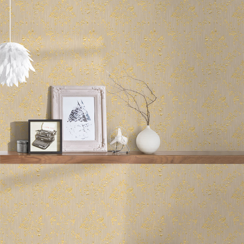 Calabro 10.05m x 53cm Matte Wallpaper Roll, Cream/Grey
