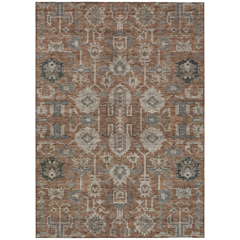 Tapis d'intérieur lavable 3 pi x 5 pi brun et gris anthracite
