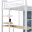 Lit mezzanine en métal avec bureau, tablettes, prise de courant et garde-robe-376123788-376123786
