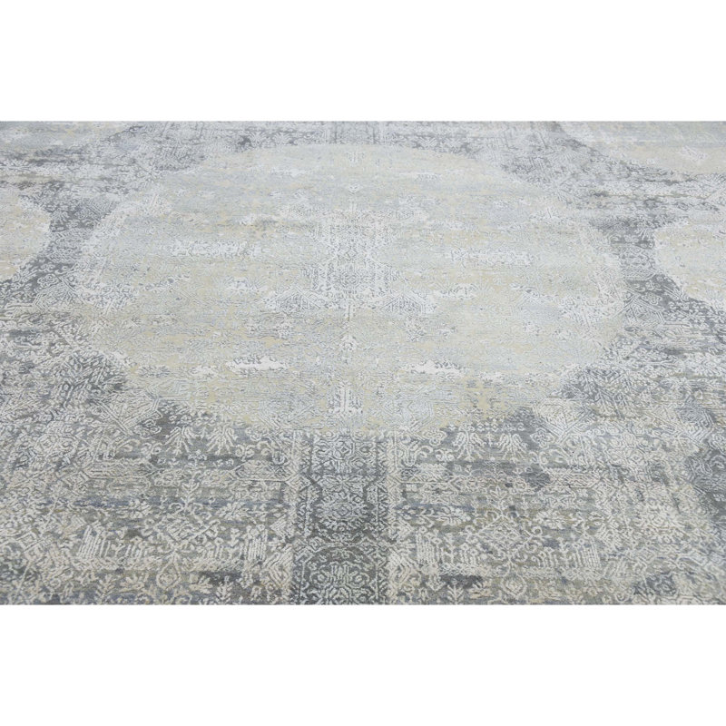 Geometric Area Rug in Gray/Beige/Ivory, Rectangle 12' x 15'