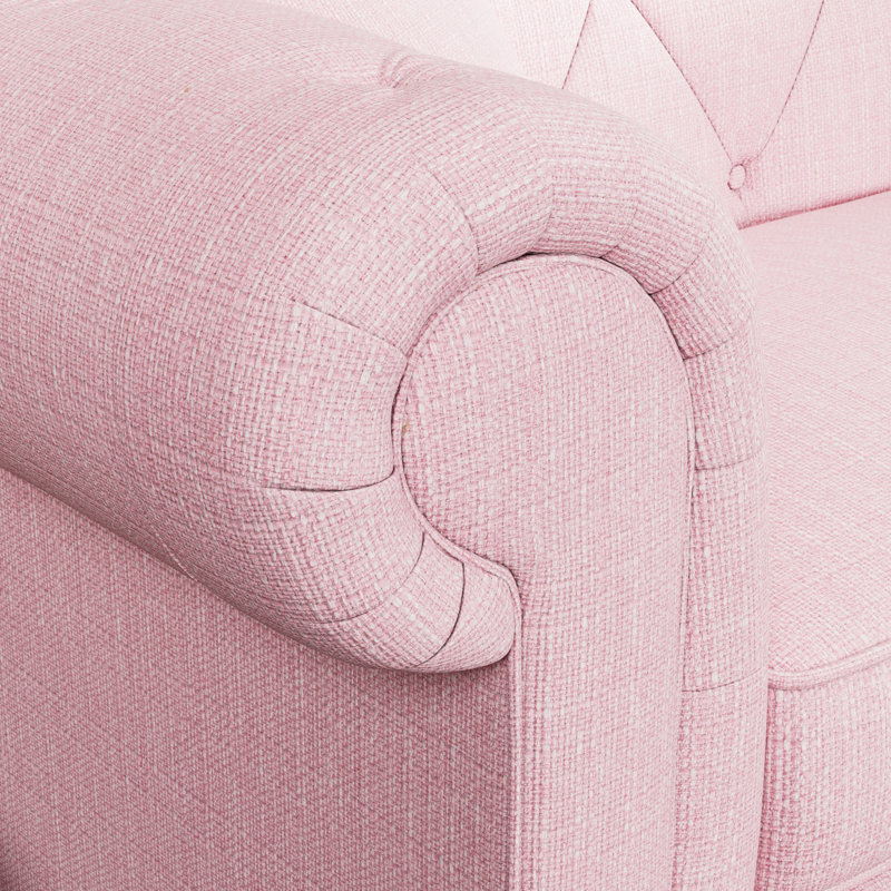 Ellrich 3 Seater Sofa, Pink, Washed Oak
