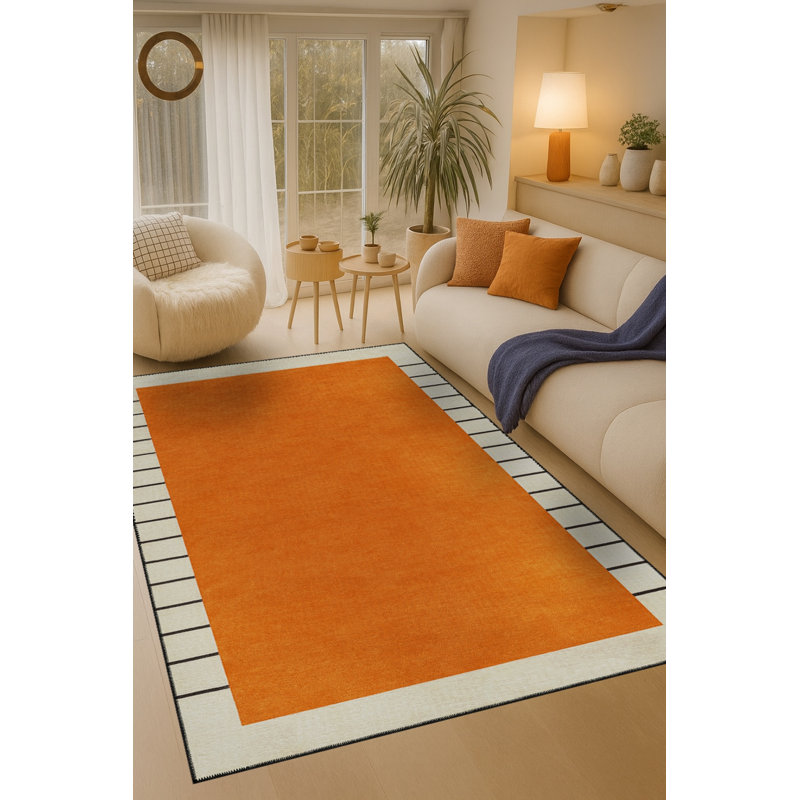 Tapis bleu tissé lavable rétro Mosso, 4'11" x 7'7"