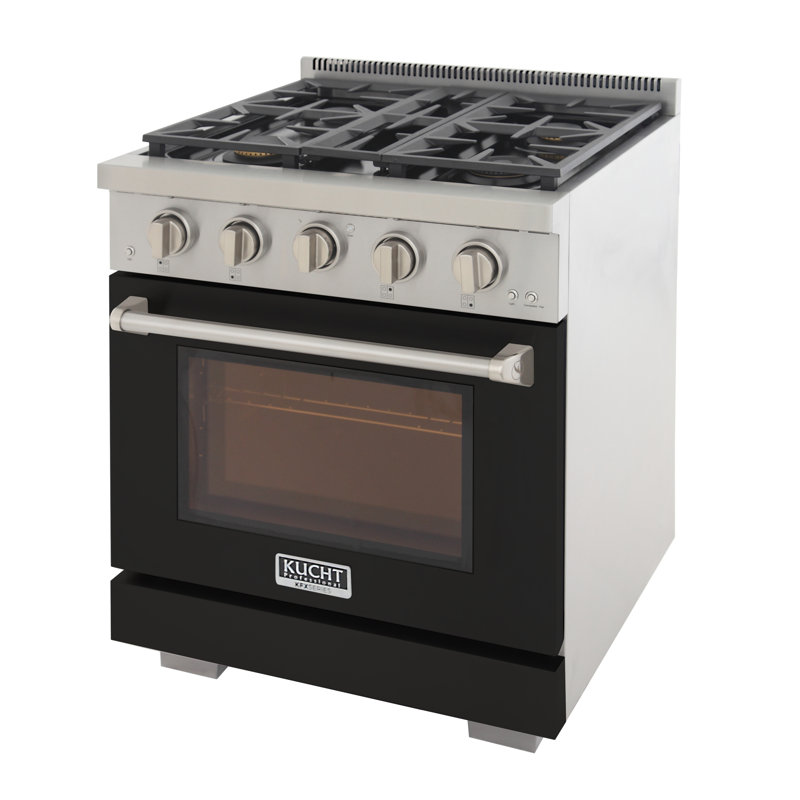 30 in. 4.2 cu. ft. Natural Gas Range and Convection Oven in Light Blue with True Simmer Burners, Natural Gas, Black