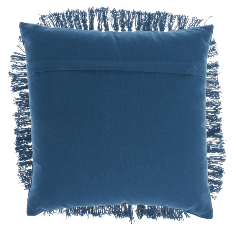 Navy Diamond Fringe 18" Square Throw Pillow