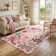 Tawann Machine Washable Floral Farmhouse Area Rug with Non-Slip Backing for Living Room, Dining Room, Bedroom