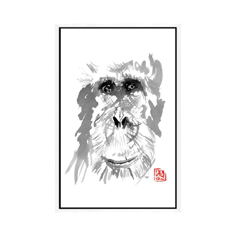 Old Orangutan by Péchane - Print on Canvas, White Framed, 66.04 cm H x 45.72 cm W