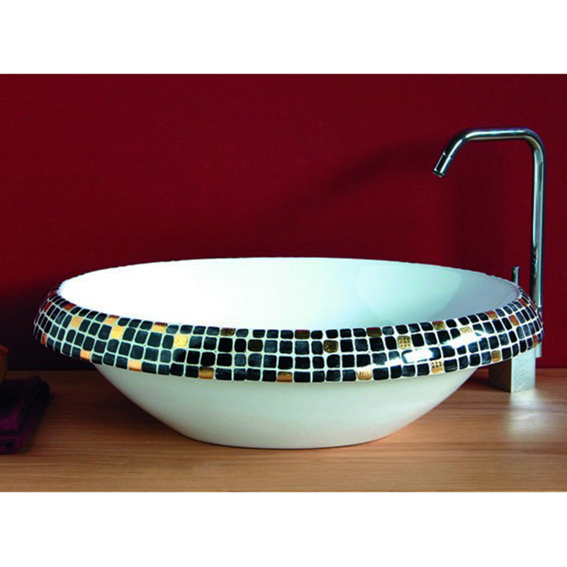 Ceramica 16.1'' L Bathroom Sink, Impero Nero, Sink without Single Pre-Drilled Faucet Hole