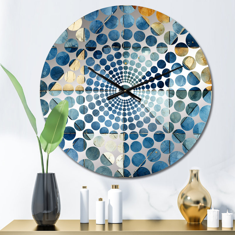 Horloge murale géométrique Rustic Cobalt Lattices, Petit