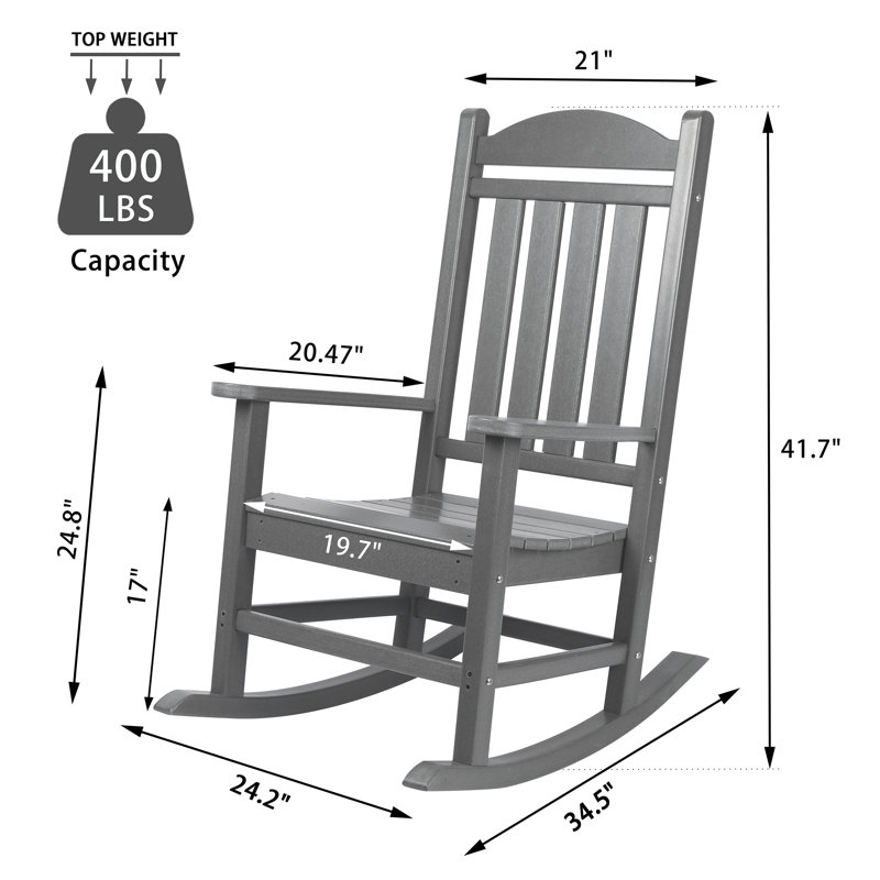 Chaise berçante d'extérieur en plastique Eringate, gris