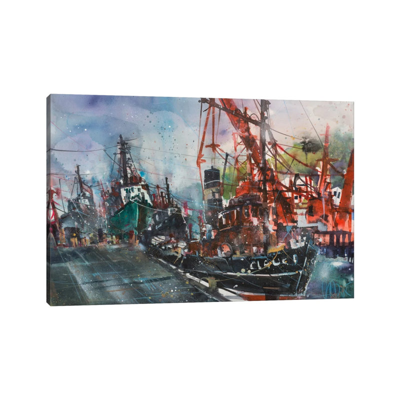 Hamburg Harbour 1 Piece Wrapped Canvas Painting, 66.04 cm H x 45.72 cm W x 3.175 cm D