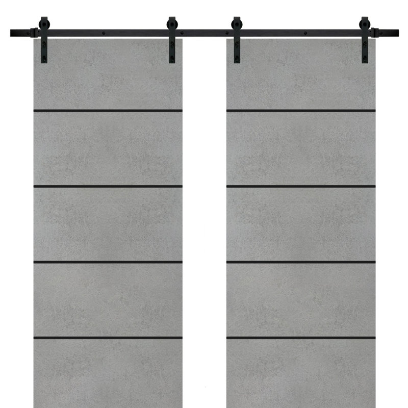 Porte de grange en bois massif massif, Béton, 84 po x 96 po