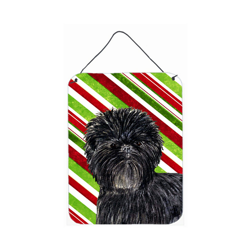 Candy Cane Holiday Christmas Print on Plaque, Affenpinscher