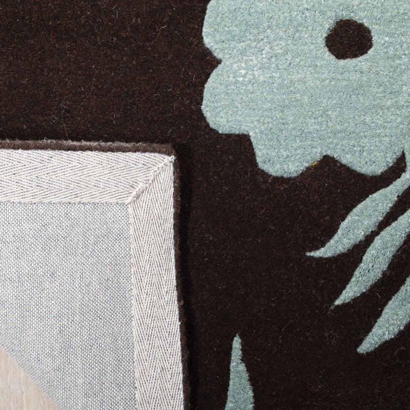 Tapis floral en laine et viscose touffeté à la main Avayah Soho, Rectangle 7 pi 6 po x 9 pi 6 po