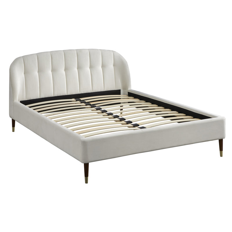 Lymansville Wingback Platform Bed, White Velvet