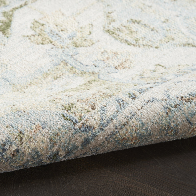 Tileah 2'2" x 12' Blue Green Vintage Indoor Rug, Runner 2'2" x 12'