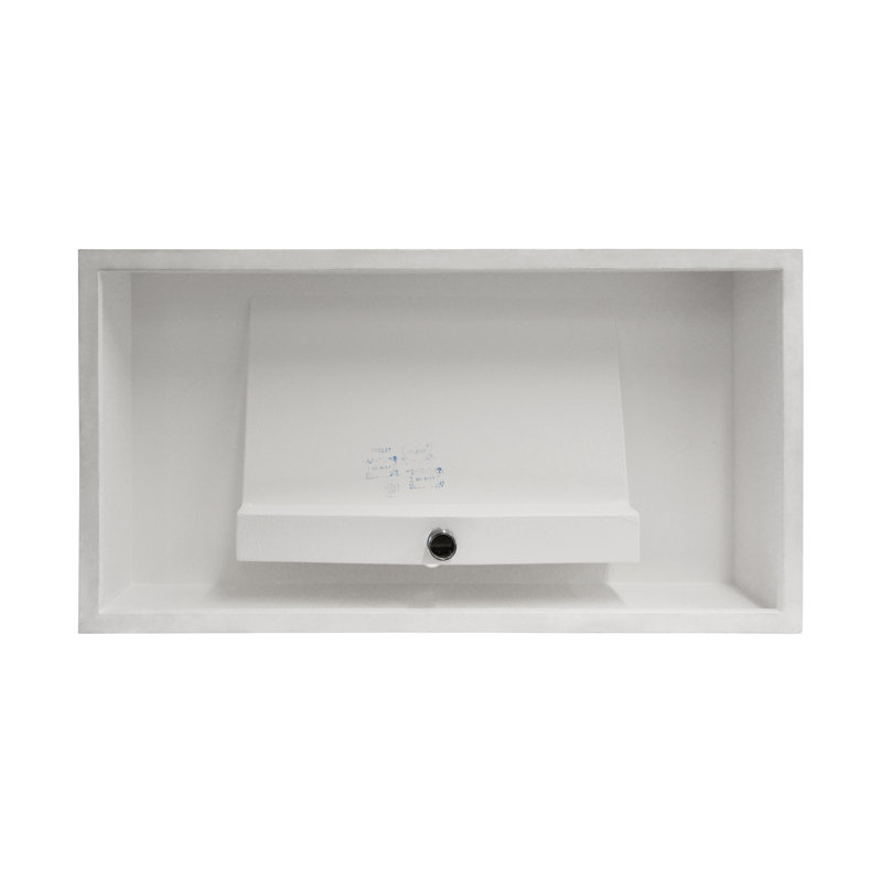 Pyramid 36" Wall-Mounted Solid Surface Rectangular Bathroom Sink with Ramp Basin, Multiple Colors & Faucet Hole Options
