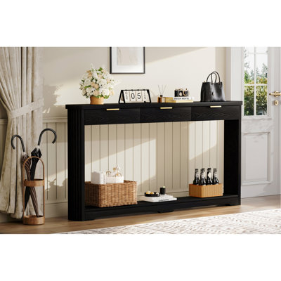 Table de rangement de 70,1 po à motif ondulé avec tiroirs; une table d'appoint mince en bois qui peut être placée derrière un canapé, idéale pour les entrées, les couloirs et les portes. L 70,10 po x l 8,7 po x H 35,5 po