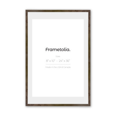 Narrow Width Burlwood Solid Wood Matte Picture Frame with Mat