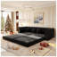 Ensemble de canapé modulaire en velours de luxe 90,6 po avec repose-pieds mobile - Élégant canapé-lit capitonné et lit convertible pour le salon-1267616177