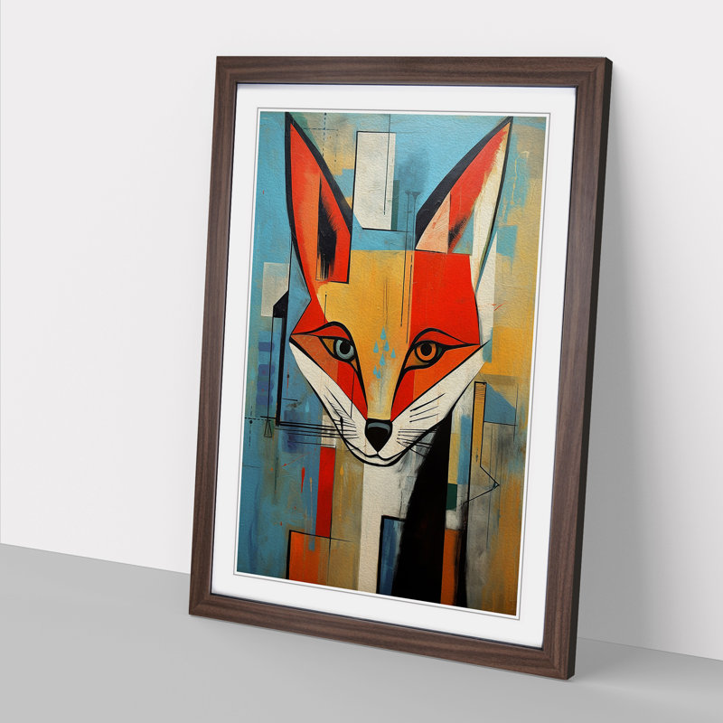 Fox Constructivism Art - Framed Print, Walnut Framed, 34cm H x 25cm W