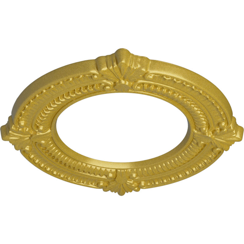 Médaillon de plafond Endurathane Benson, DE 11 1/8 po x P 6 1/8 po x P 5/8 po (convient aux auvents jusqu'à 6 1/8 po), finition or riche peinte à la main