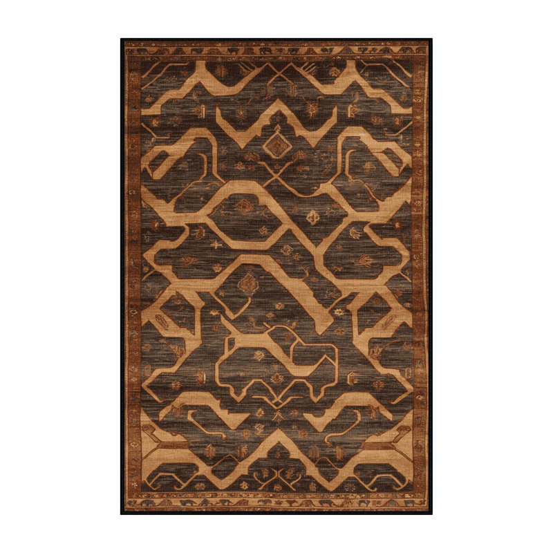 Machine Washable Persian Brown Area Rug, Rectangle 8' x 10'
