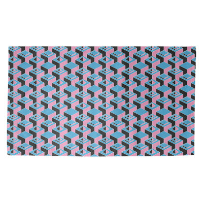 Gratte-ciel bleu/noir/rose Tapis décoratif