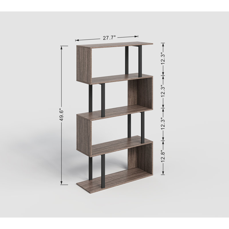 Linford Modern Industrial 6-Tier Storage Shelf With Open Storage Design, 50" H x 27.5" W x 9" D, Brown