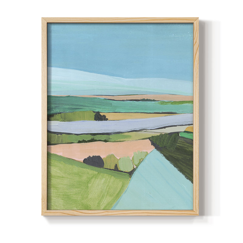 «Bright Coloured Countryside I», reproduction encadrée - bois massif, H 21 po x l 17 po