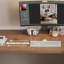 Bureau simple en L en bois massif avec armoire de rangement-580467602