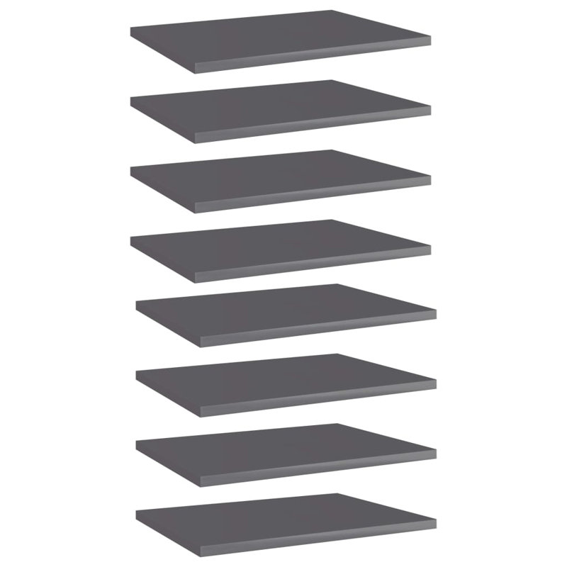 vidaXL Shelf Set of 8 High gloss grey Engineered wood Medium Simple, High Gloss Gray