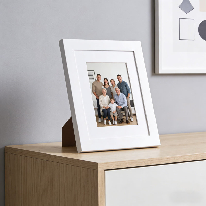 Cadre photo 8 x 10 avec double passe-partout blanc pour photos 5 x 7 - Cadre de table en bois massif ou mural - Présentoir horizontal ou vertical polyvalent pour la décoration de la maison et du bureau
