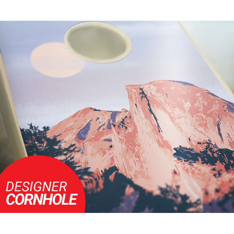Ensemble de cornhole en bois massif avec sacs 2 'x 4' Yosemite National Park, Rouge / Royal