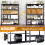 59" Wide Black Metal Shelves, With 5 Removable Dividers, Large Capacity, Strong Load Bearing, Suitable For Garage, Kitchen And Office.
