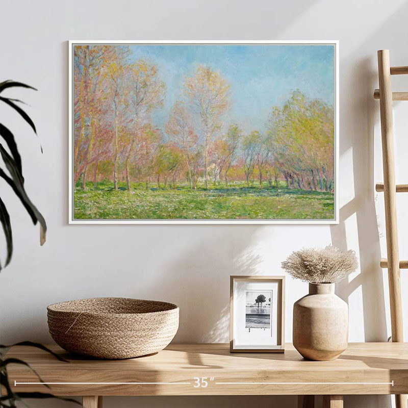 Le printemps à Giverny en 1890, Cadre flottant blanc, 25 po x 17 po